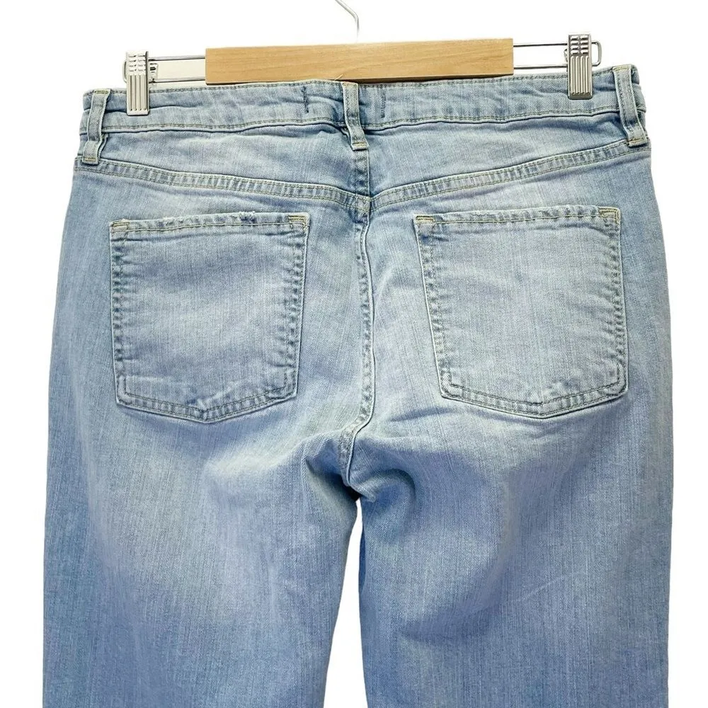 Free People Liv Crop Flare Leg Mid Rise Jeans Medium Wash Released Hem Size 30 - Image 7