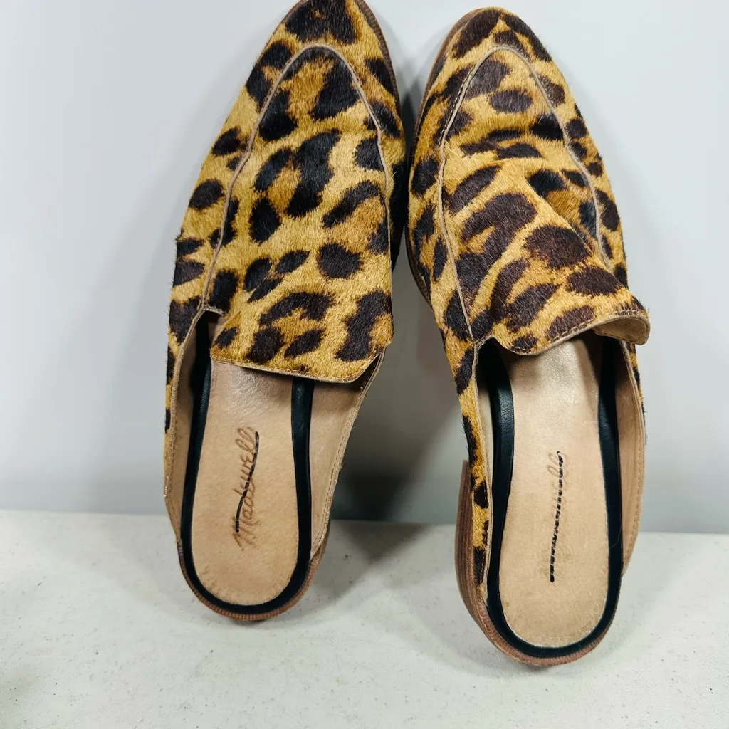 Madewell The Frances Skimmer Mules in leopard calf hair size 7 Brown - Image 5