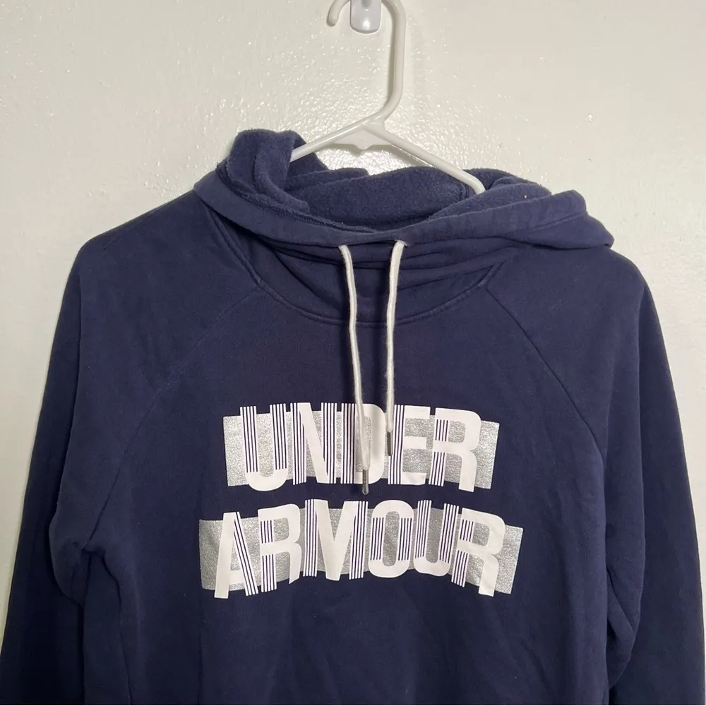 Under Armour Funnel-Neck Fleece Hoodie Navy Blue S - Image 5