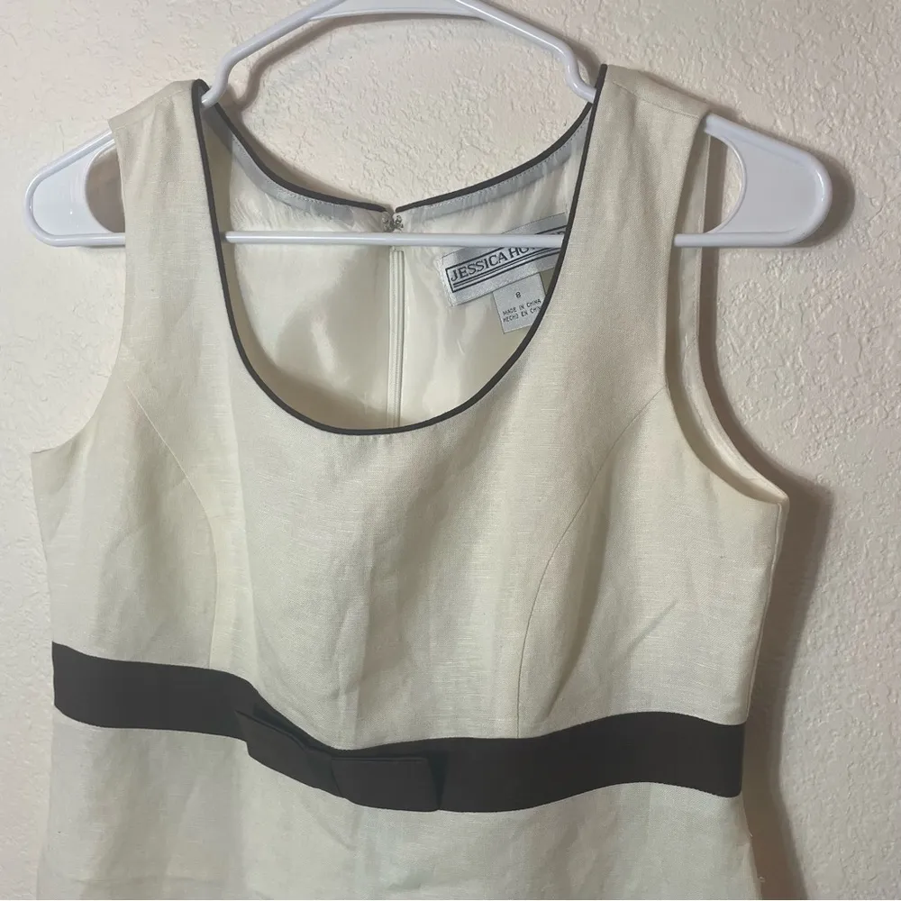 Jessica Howard Linen Blend Embroidered Dress Vintage Bow Tea Party size 8 - Image 2