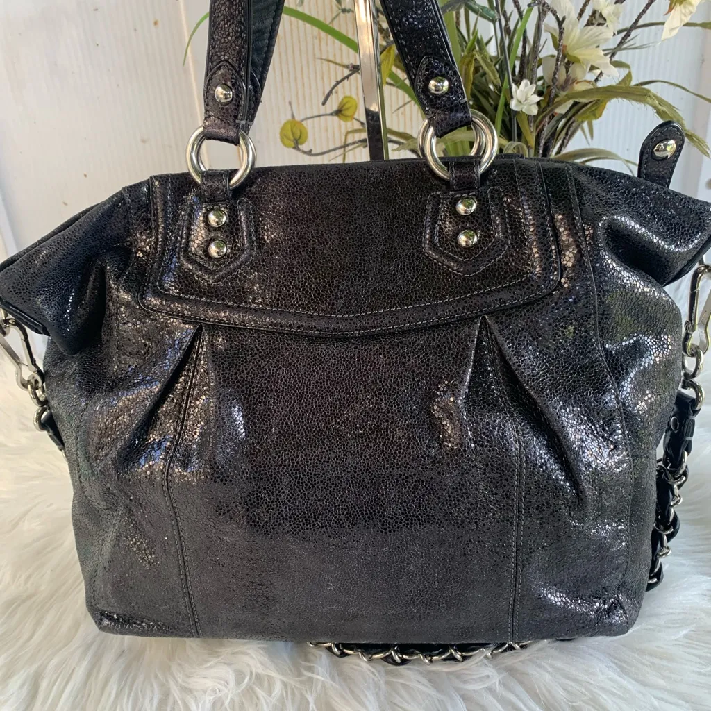 *RARE* Coach LMT EDITION Madison Audrey, Metallic Black Satchel/Shoulder Bag - Image 2