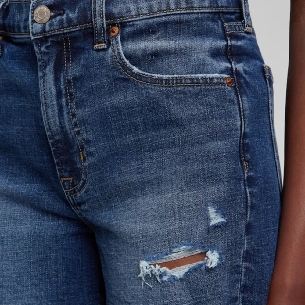 GAP High Rise Low Stretch 4" jean shorts jorts distressed raw hem 35/20R NWTs - Image 96