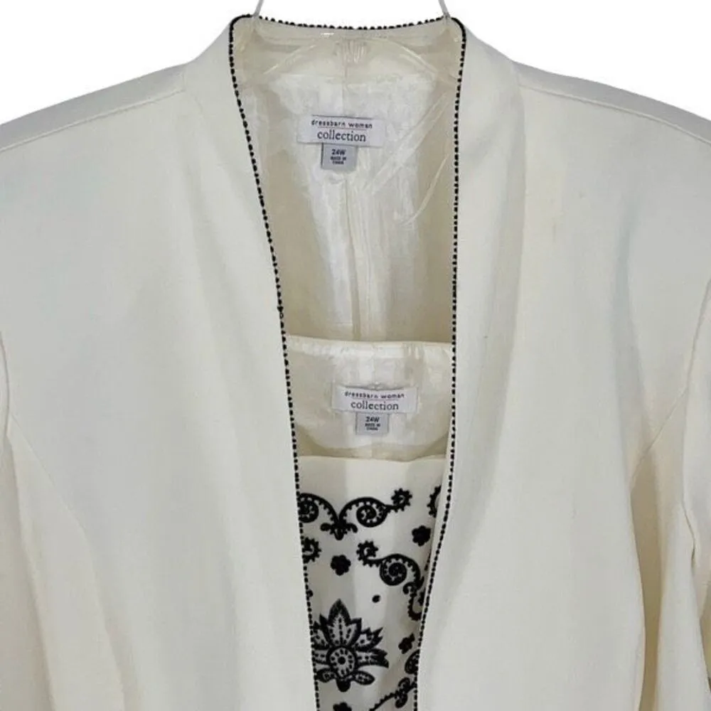 Dressbarn NWT Vintage Womens Embroidered Tank & Blazer Jacket‎ 2Pc Set Off White - Image 2