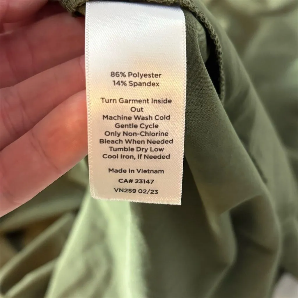 T by‎ Talbots Women's L Green Blouson Popover Dress w/ Drawstring Waist - Image 8