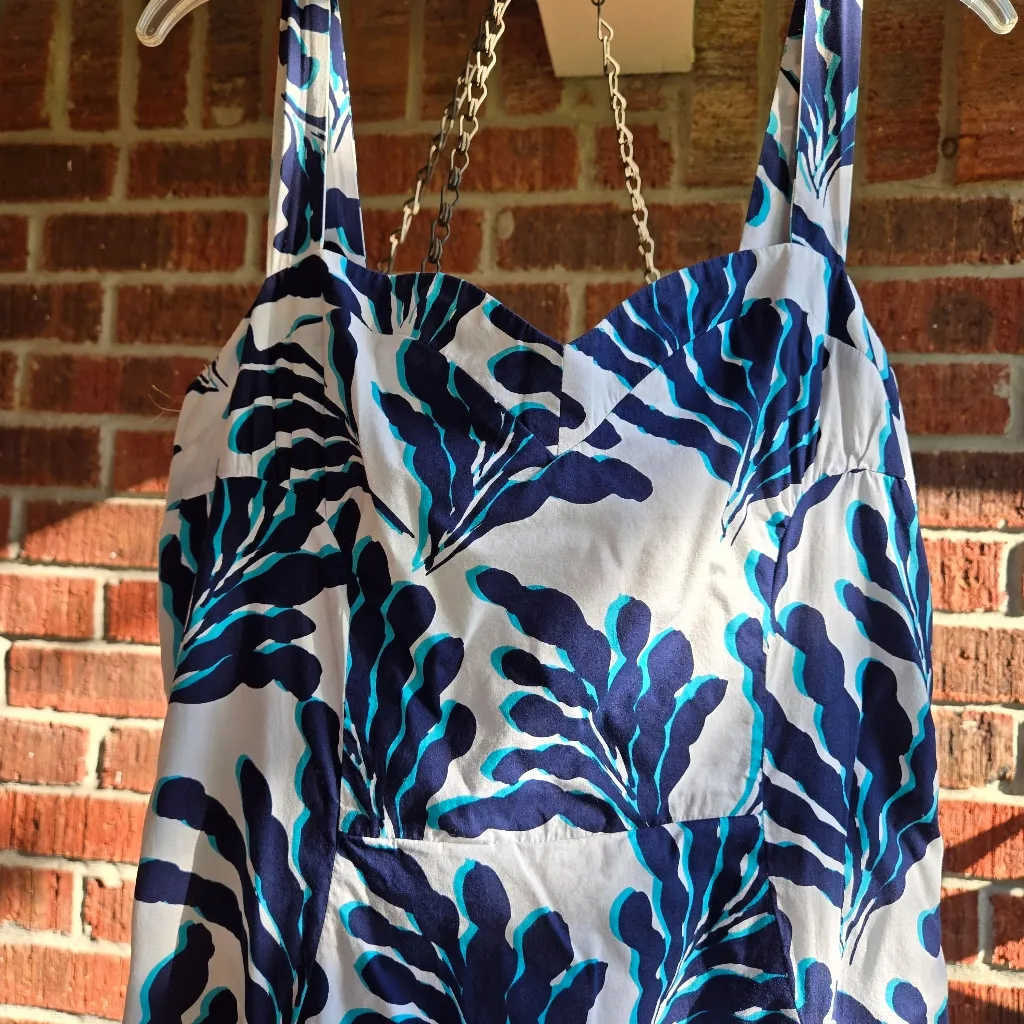 Diane Von Furstenberg Revel Blue & White Coral Bow Detail Fit & Flare Dress - 10 - Image 4