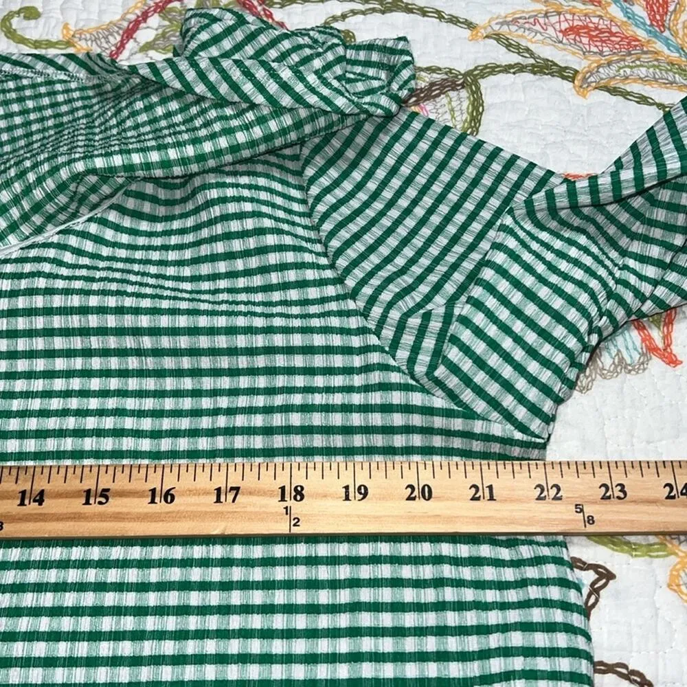 CATO plus size 14/16W Cape Town jelly bean blouse green and white checkered nwt - Image 8