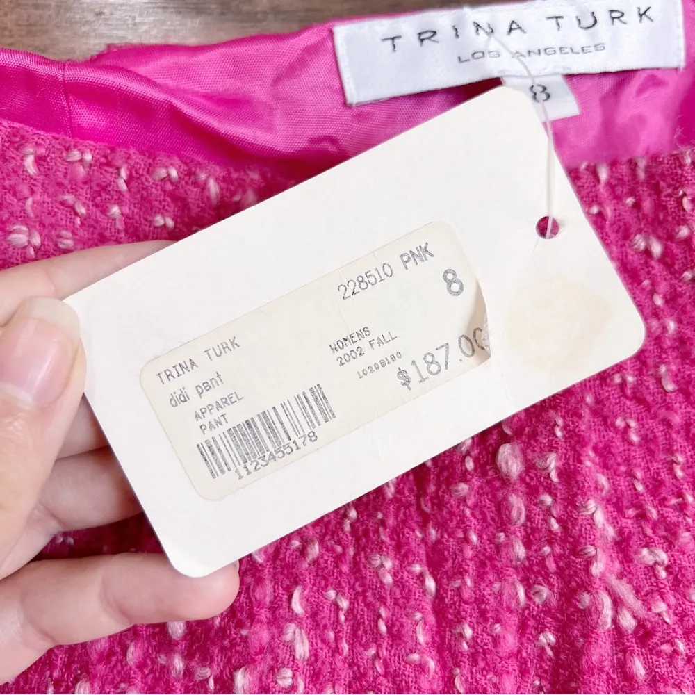 Trina Turk • vintage Y2K Didi Pant pink tweed flare low rise Barbie barbiecore - Image 5