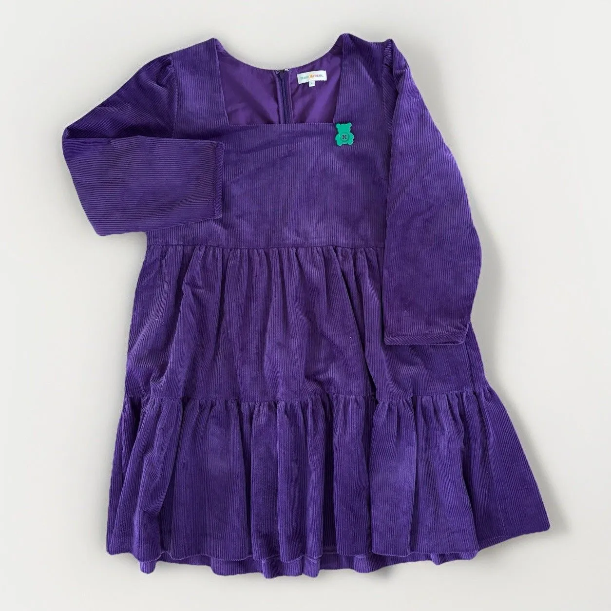 Teddy Fresh Dress Womens Size Large Purple Corduroy Long Sleeve Mini Cute Chic - Image 3