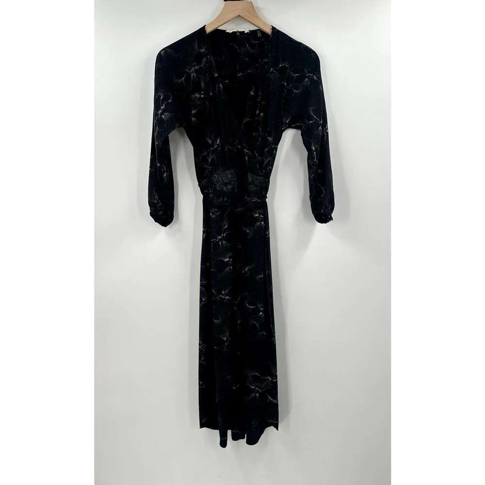 Rebecca Taylor Aristotle Print Faux Wrap Silk Dress Size 0 - Image 2
