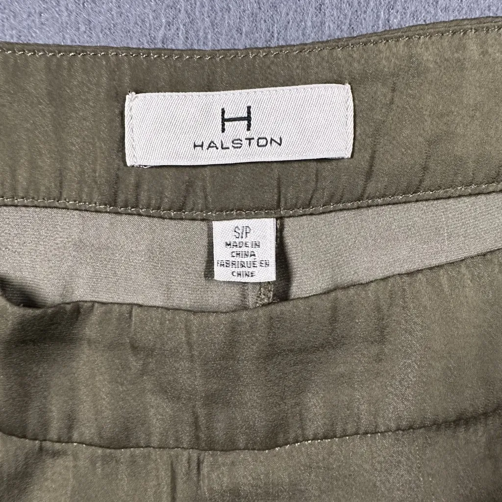Halston Pants Womens Small Olive Green Wide Leg Pleated Polyester Lined Pockets - Image 6