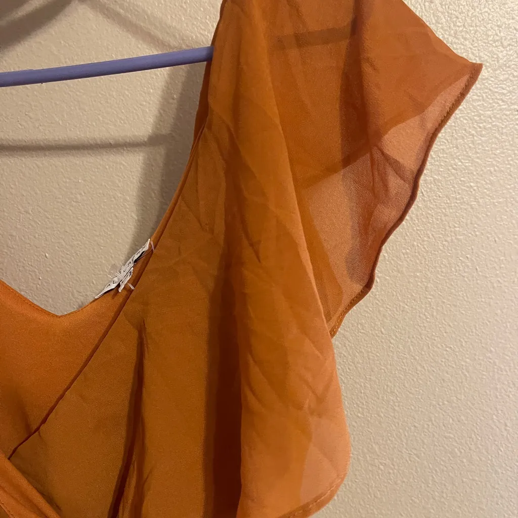 BalticBorn Rust Ruffle Wrap v-neck Maxi Dress terracotta orange flowy - Image 10