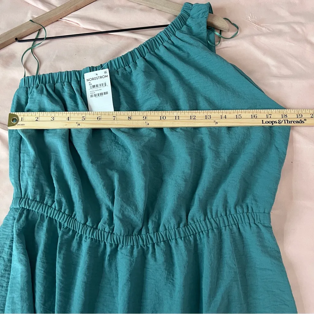 Socialite Aqua Teal Lightweight‎ One-Shoulder Ruffle Hem Dress NWT Size XL - Image 12