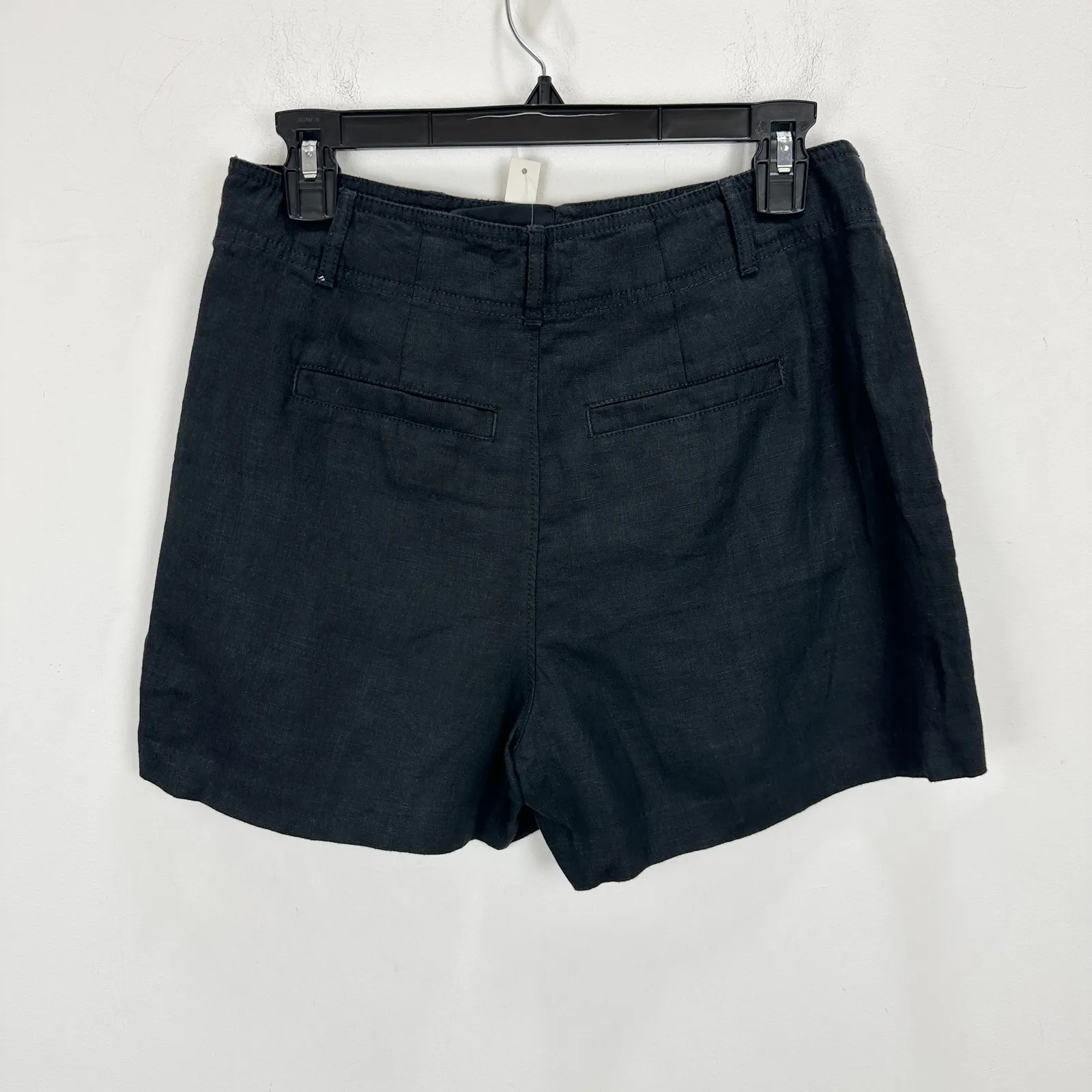 Madewell Pintucked Shorts in 100% Linen Jet Black High Rise Vacation US 0 NWT - Image 9