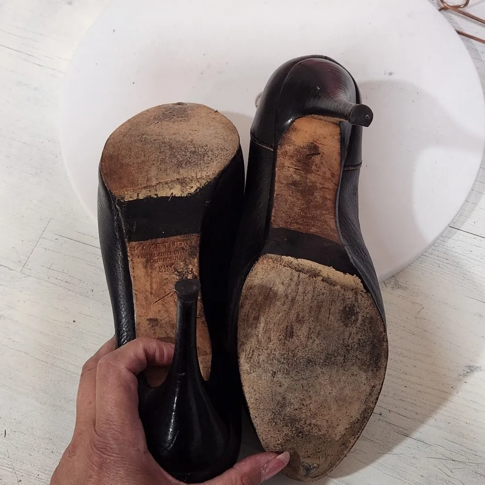 MAX Studio Boots Womens 8.5 Ankle Heel Brown Leather Lace Up Bootie High shoes - Image 7