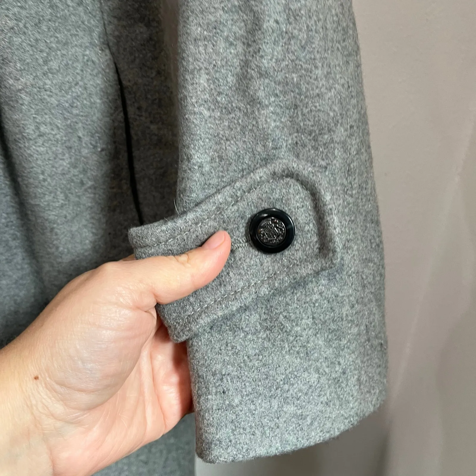 ZARA  Basic Wool Blend Gray Coat Size M Double Breasted Classic - Image 7
