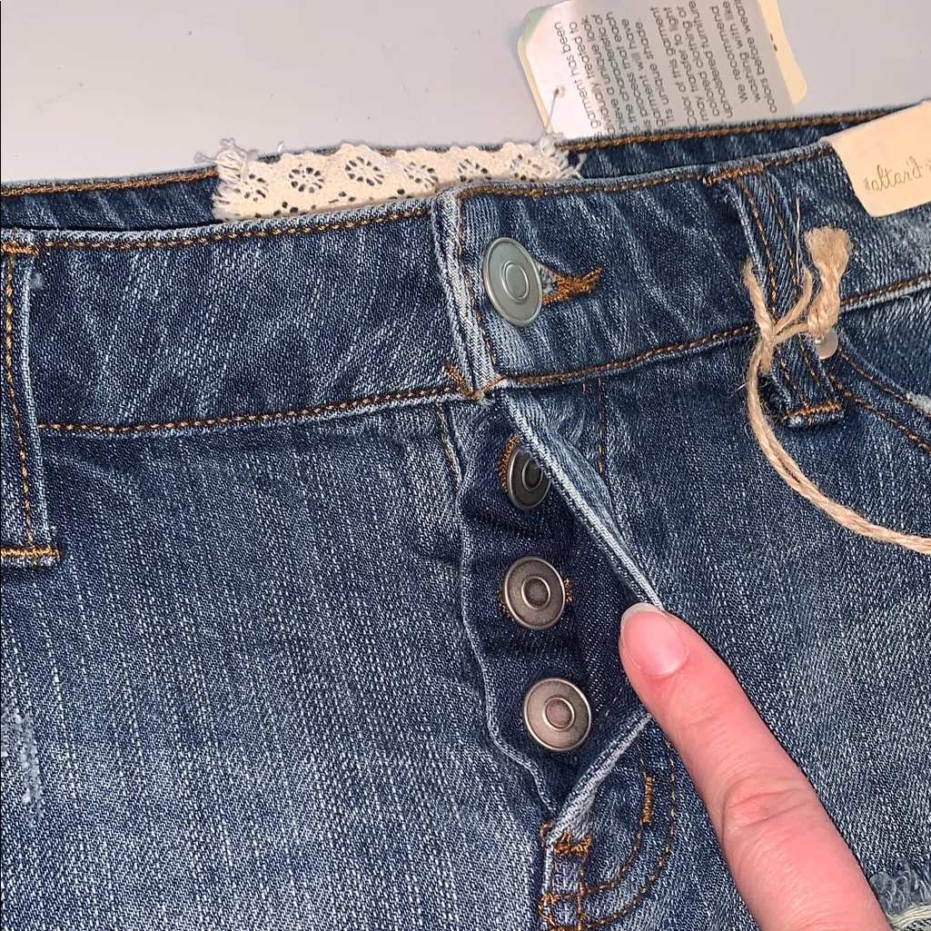 Altard State Distressed Denim Mini Cut Off Skirt Glendora Wash XS Cowgirl Jean - Image 3