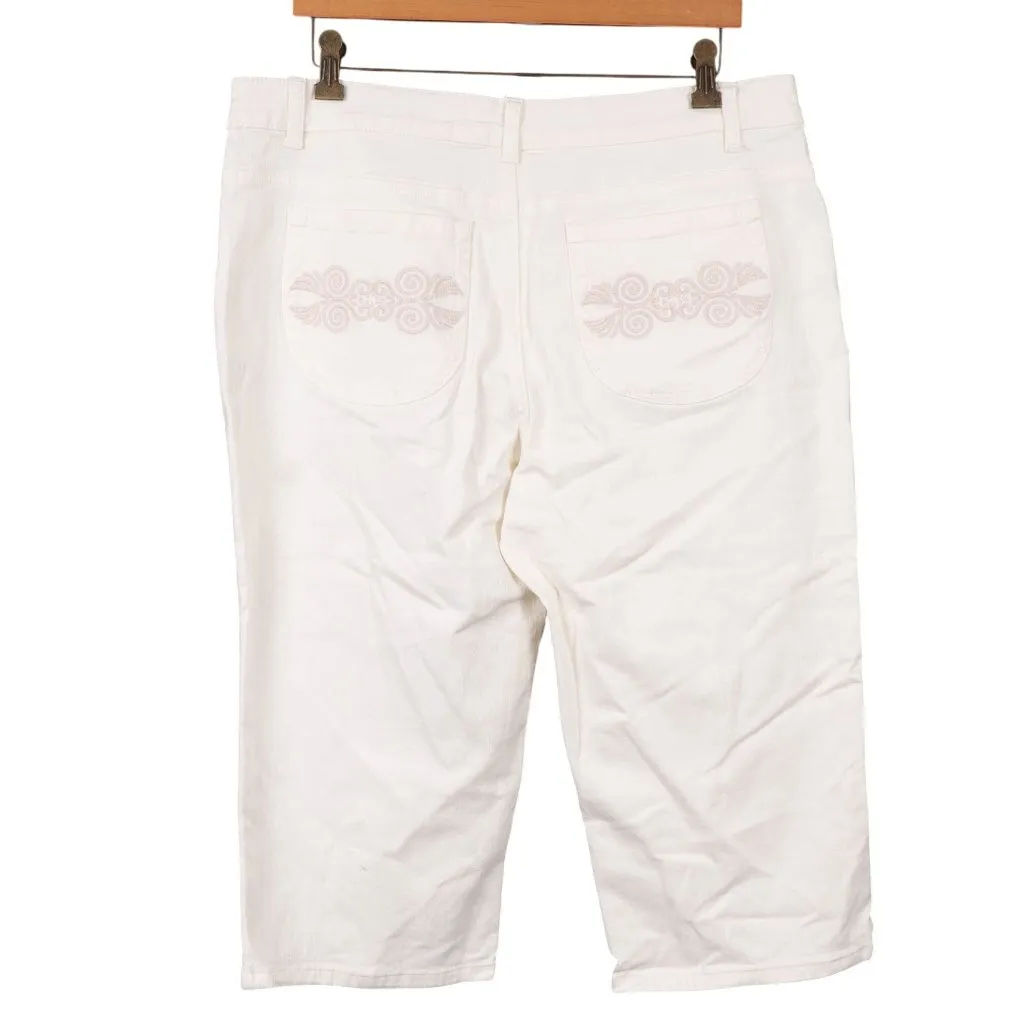 Cato White Capri Jeans 16 Womens Embroidered Pockets Cotton Blend Denim Classic - Image 5