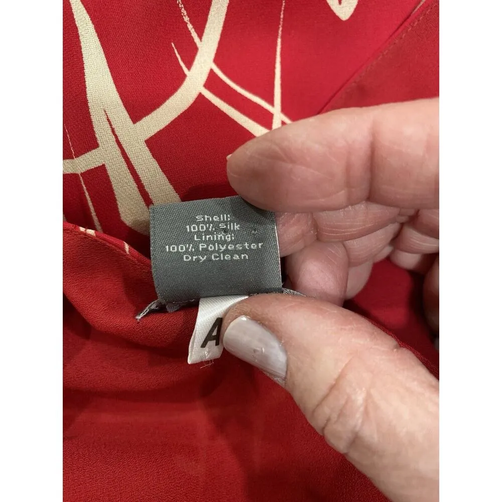 Ann Taylor 2 Silk Classic Sleeveless Floral Flowy Dress Red Black - Image 8