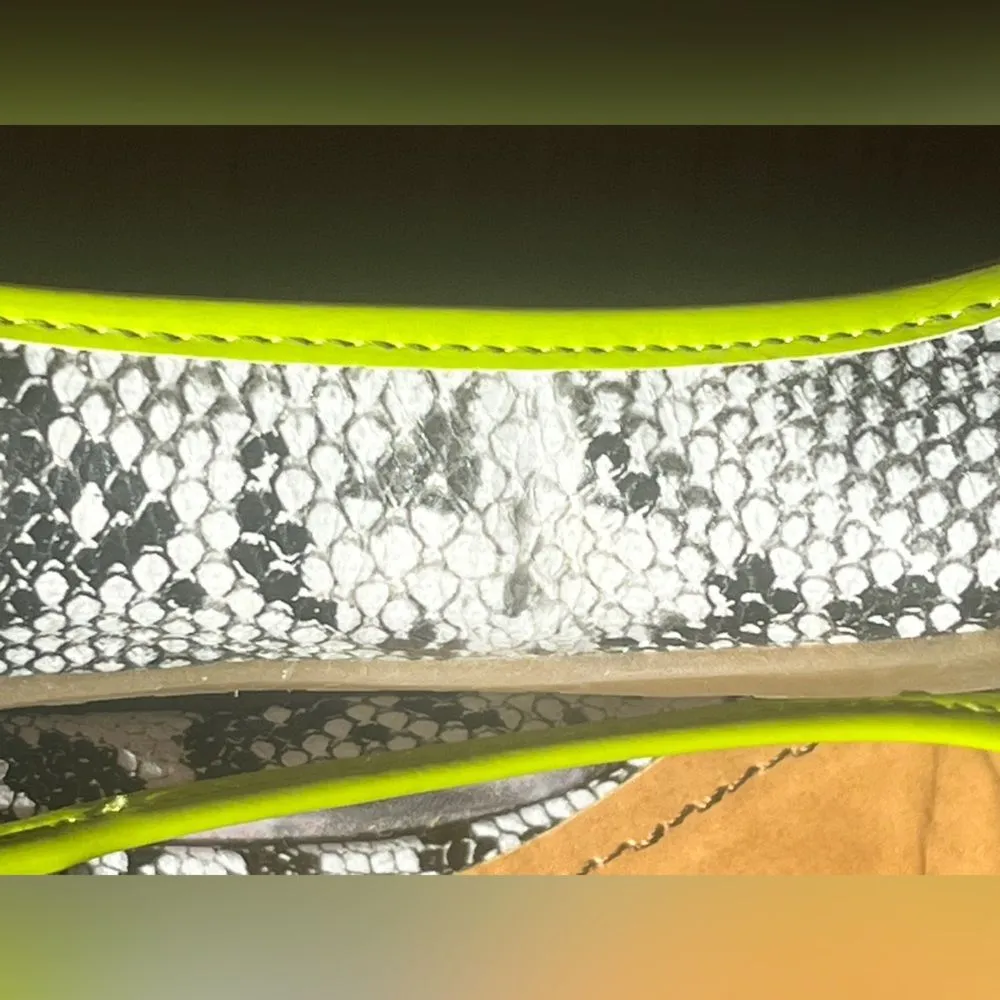 Pink And Pepper Flats Snake Print Lime Green Studded Size 7 - Image 11