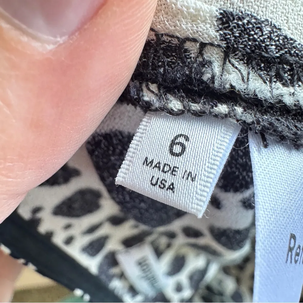 Reformation Black White Cow Print Shara Skirt Womens 6 Mini Ruched Baddie Party - Image 9