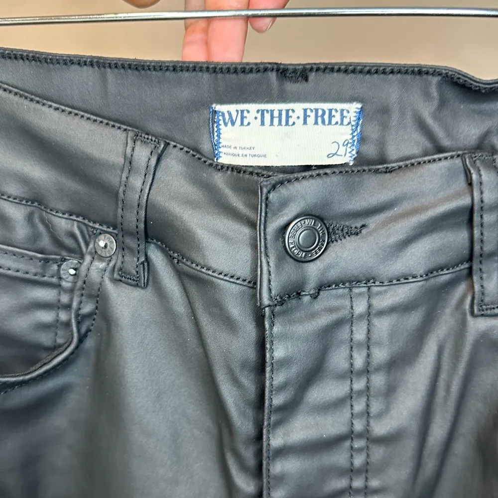 Free People Pacifica High Rise Slim Straight Leg Faux Leather Pant Coated Jeans - Image 5