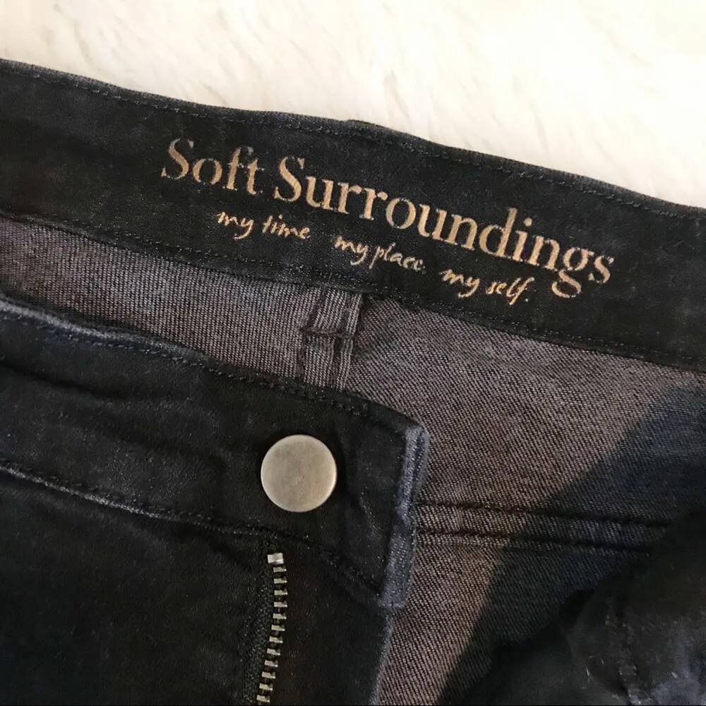 Soft Surroundings Daria Black Flare Wide Boot Stretch High Rise Denim Jeans 14 - Image 6