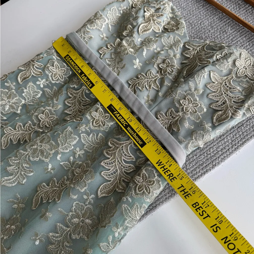 Crystal Doll Sea Green Gold Sheer Mesh Strapless Dress with Shorts Sz 9 - Image 9