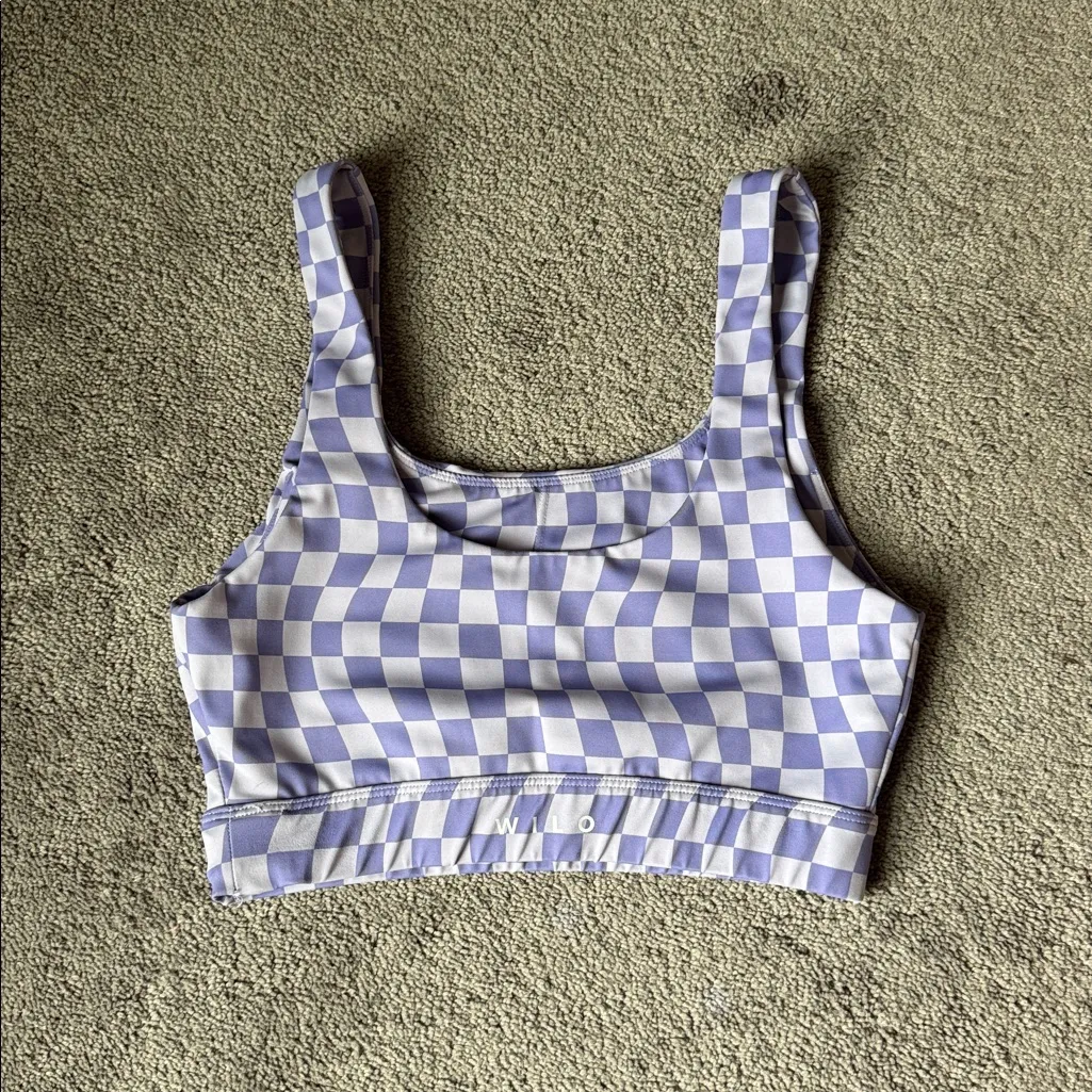 Will The Label Lilac Purple Checkered Sports Bra & Shorts Set SIZE M Size M - Image 7