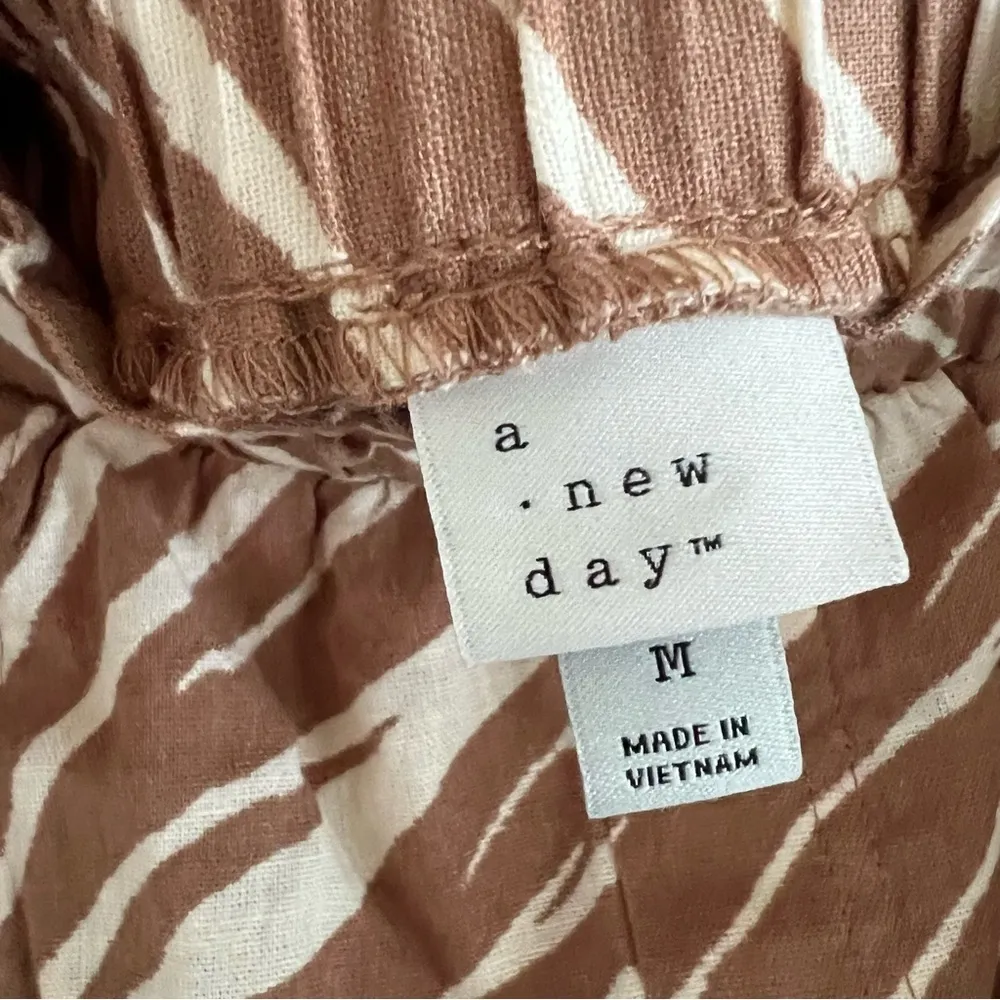 A New Day Linen Rayon Paperbag Waist Elastic Pull On Shorts Casual Printed Med - Image 4