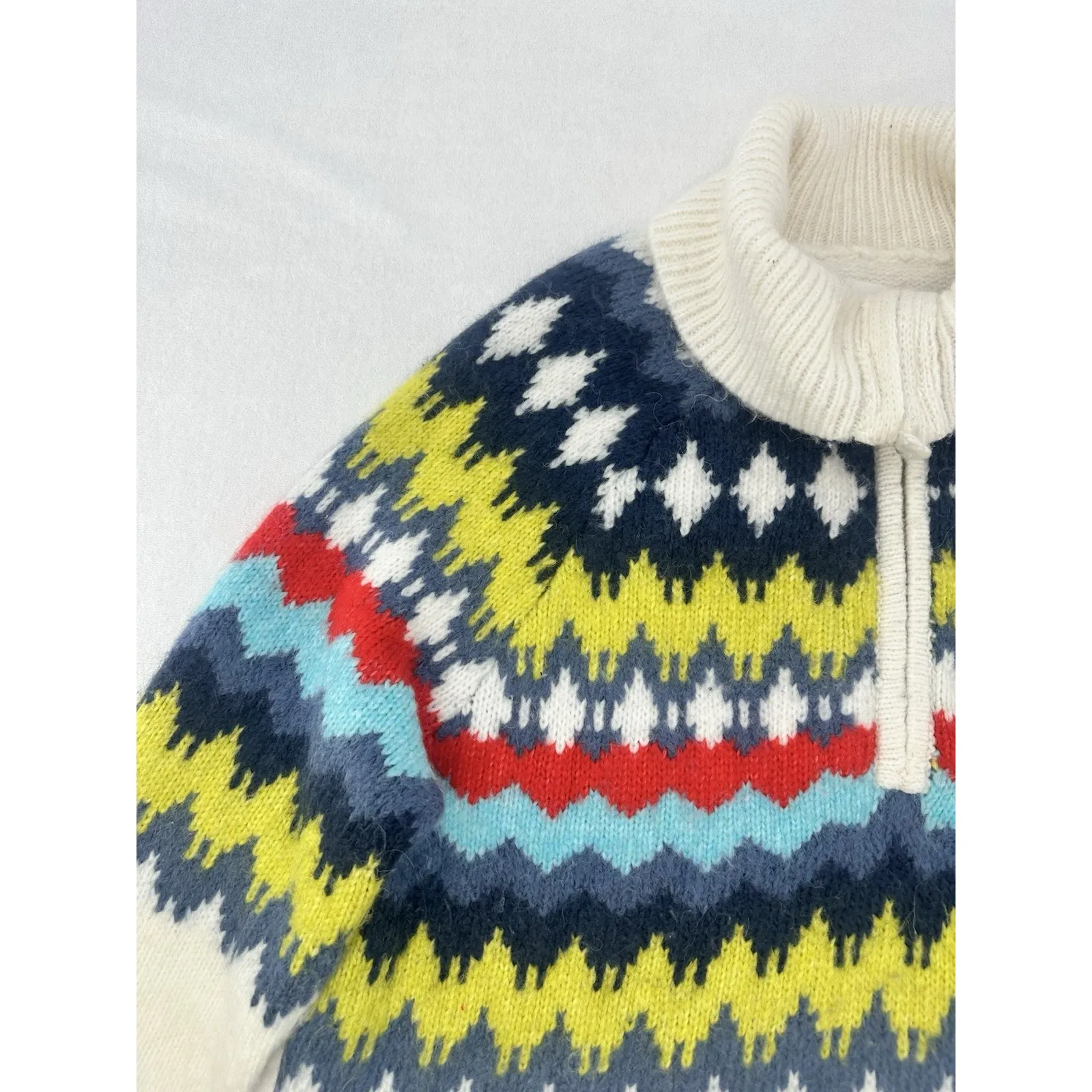 AERIE Quarter Zip Sweater Fair Isle Cozy Soft Thick Chunky Nordic Women's S/P - Image 5