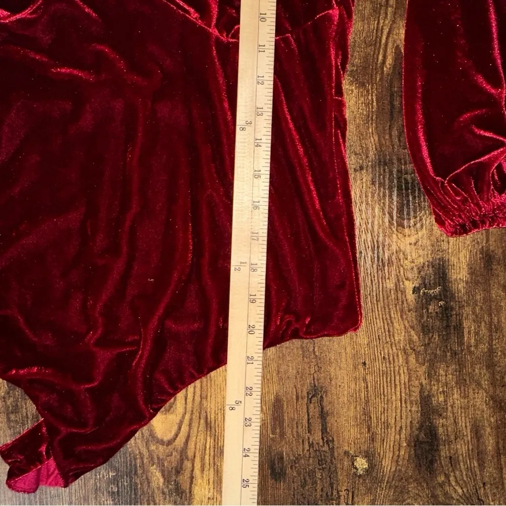 Vici Top Womens XL Burgundy Walker Velvet Scoop Neck Bodysuit Open Back Cutout - Image 9
