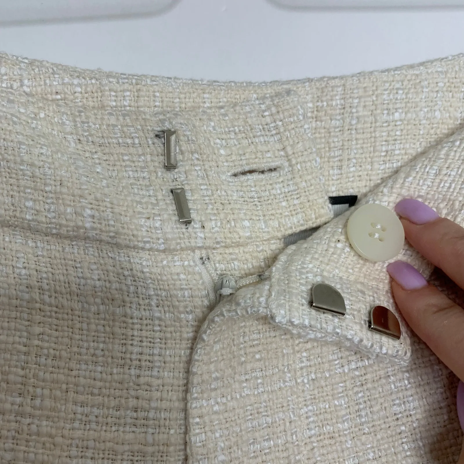 Alexis Ivory Fringed Tatum Tweed Wide Leg Pants Womens Small - Image 7