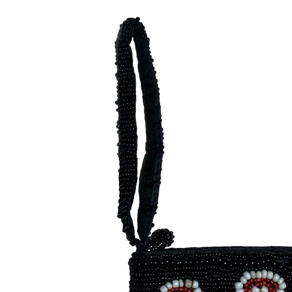 YKK Vintage Beaded Wristlet Clutch Bag Boho Boho Retro 90’s Black Multicolor - Image 7
