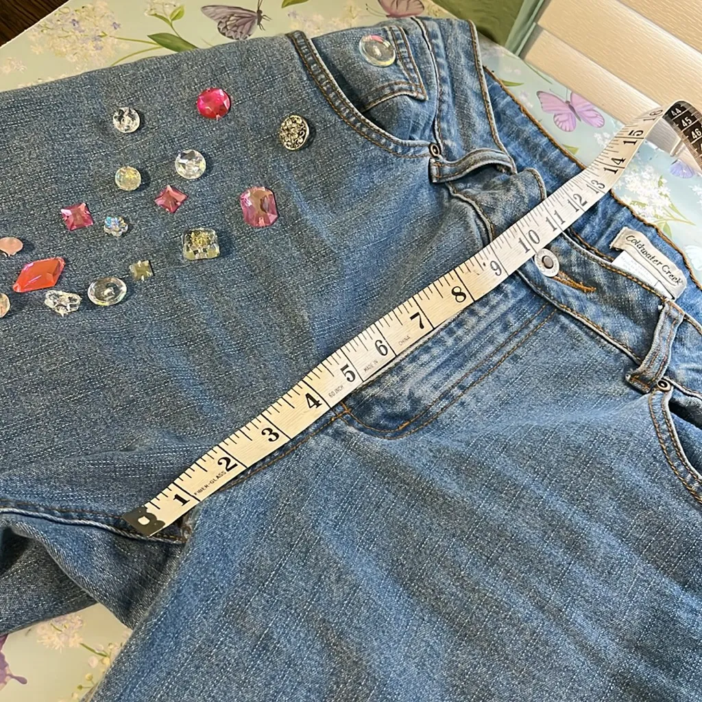 Vintage 90s Mom Jeans with Rhinestone Pink Silver Size 8 - Image 8