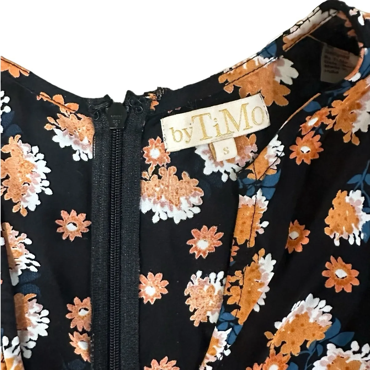 byTIMo Mini Dress Poppy Field Puff Sleeve Black - Image 3