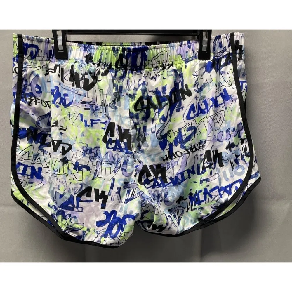 Calvin Klein Women's Blue/Multi Graphic Running Shorts Size XL SKU 3598 - Image 2