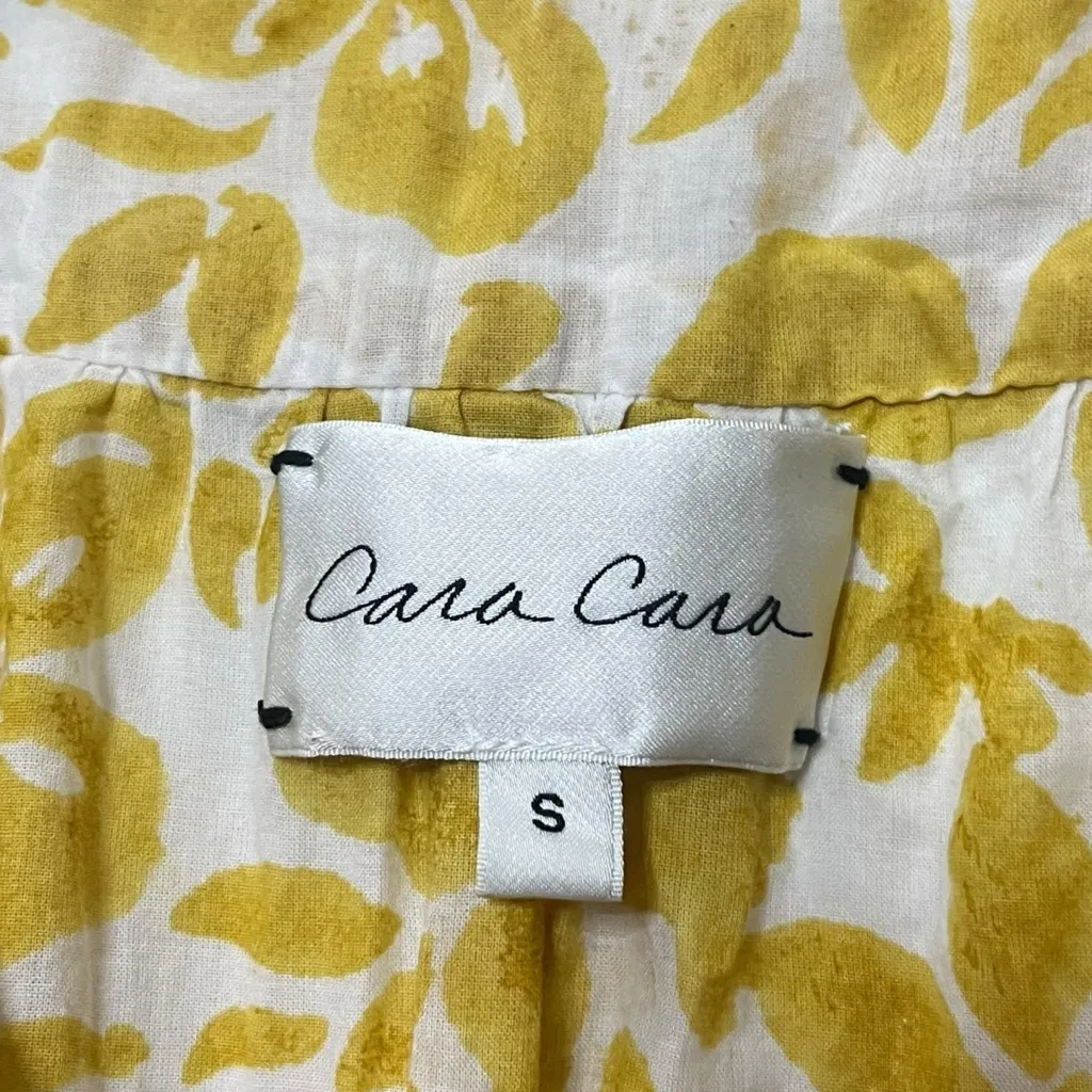 Cara Cara Kavita Floral Mini Dress Women’s Size Small Yellow White Cotton Tassel - Image 7