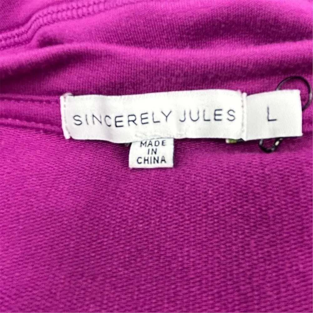 Sincerely Jules Women's Purple Raglan Sweatshirt Size L Casual Fall Snap Detail - Image 9