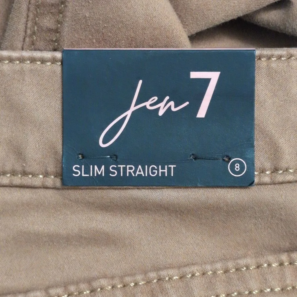 NWT Jen7 Brown Five Pocket Sateen Slim Straight Chinos Pants Size 8 - Image 12