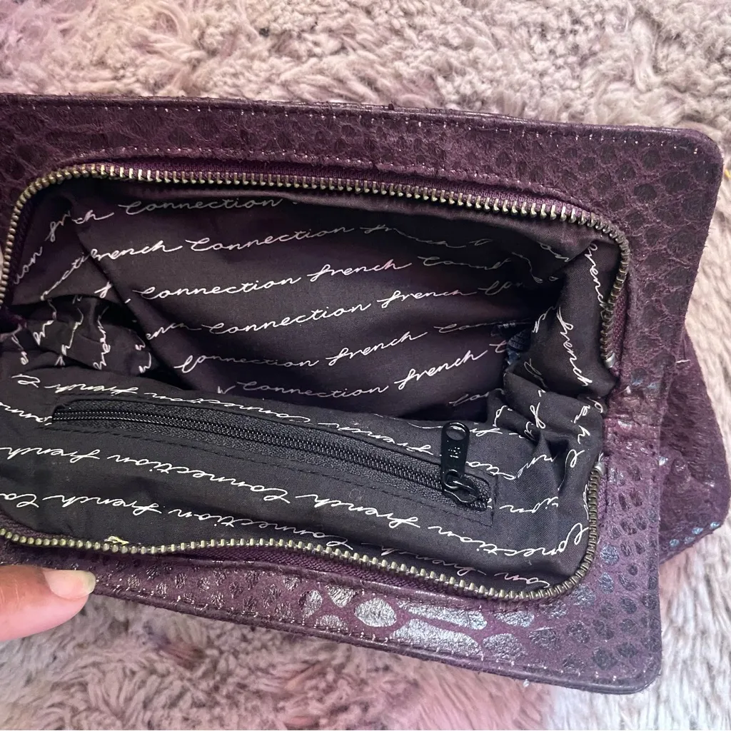 Purple Textured Leather Wristlet with Zipper Closure - Image 2
