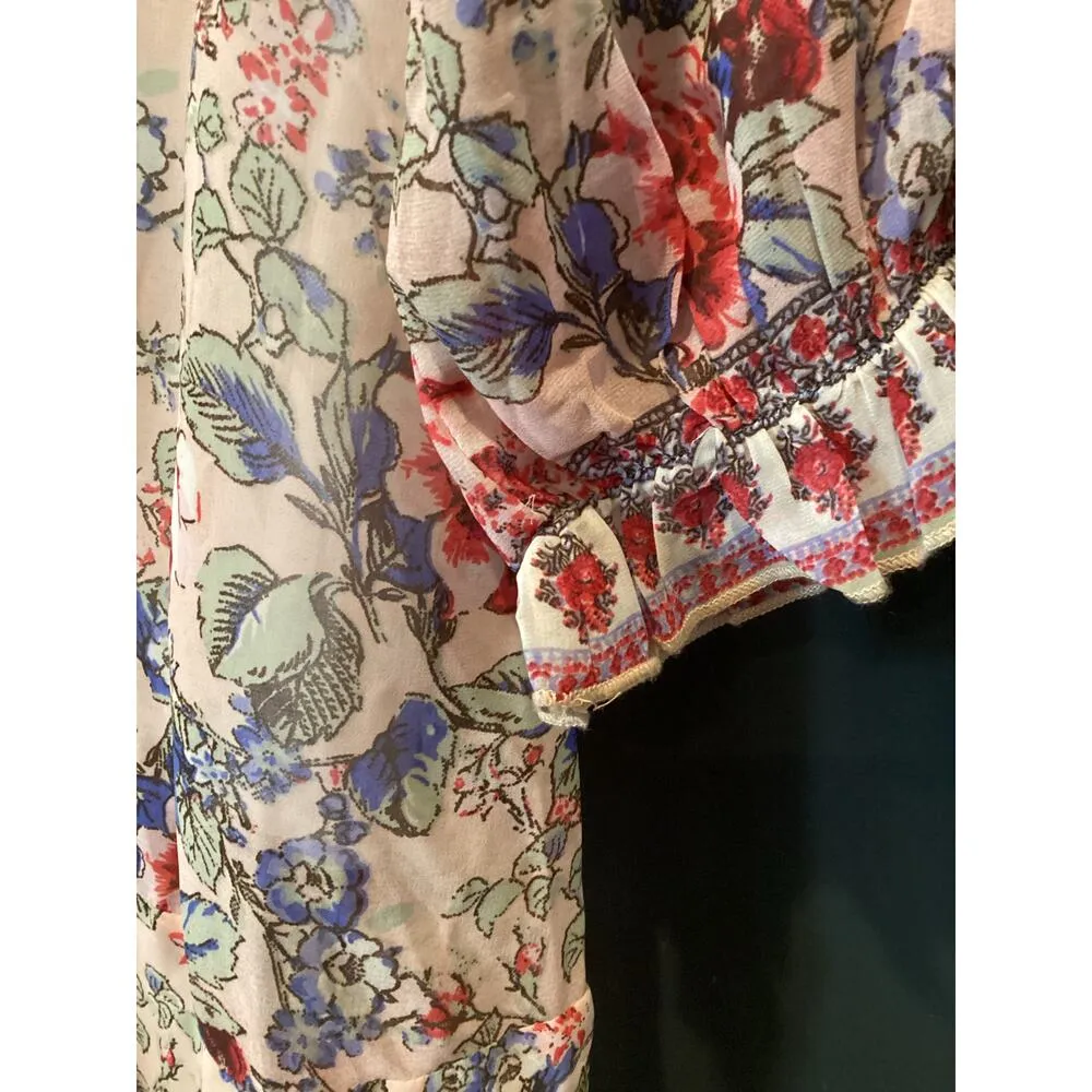 RAGA victoria Floral Lined Long Sleeve Drop Waist Maxi Dress Multicolor M - Image 9