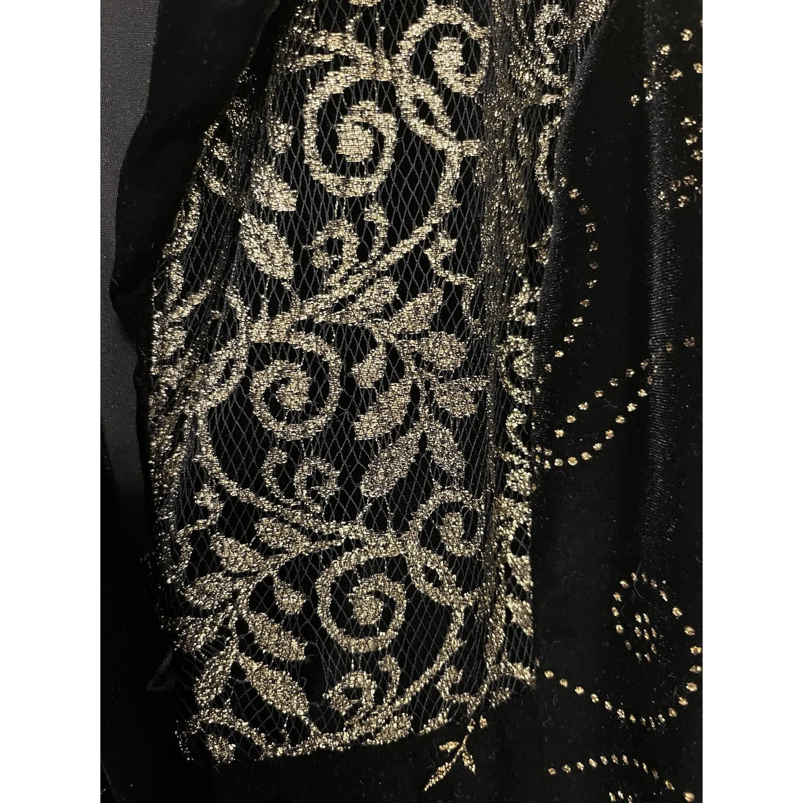 Vintage 90s Velour Black And Sparkling Gold Blazer - Image 3