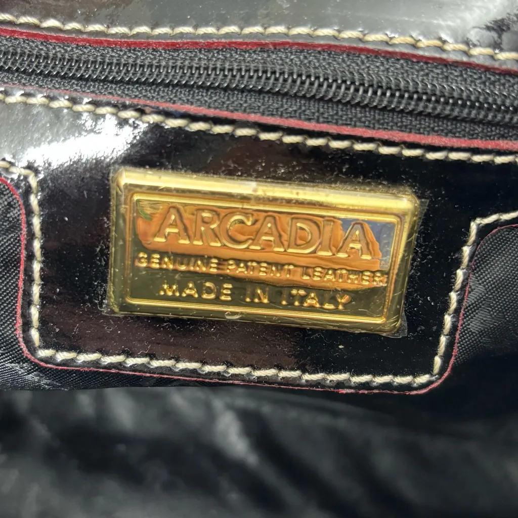 Arcadia Glossy Black Embossed Patent Leather Crossbody Bag - Image 5