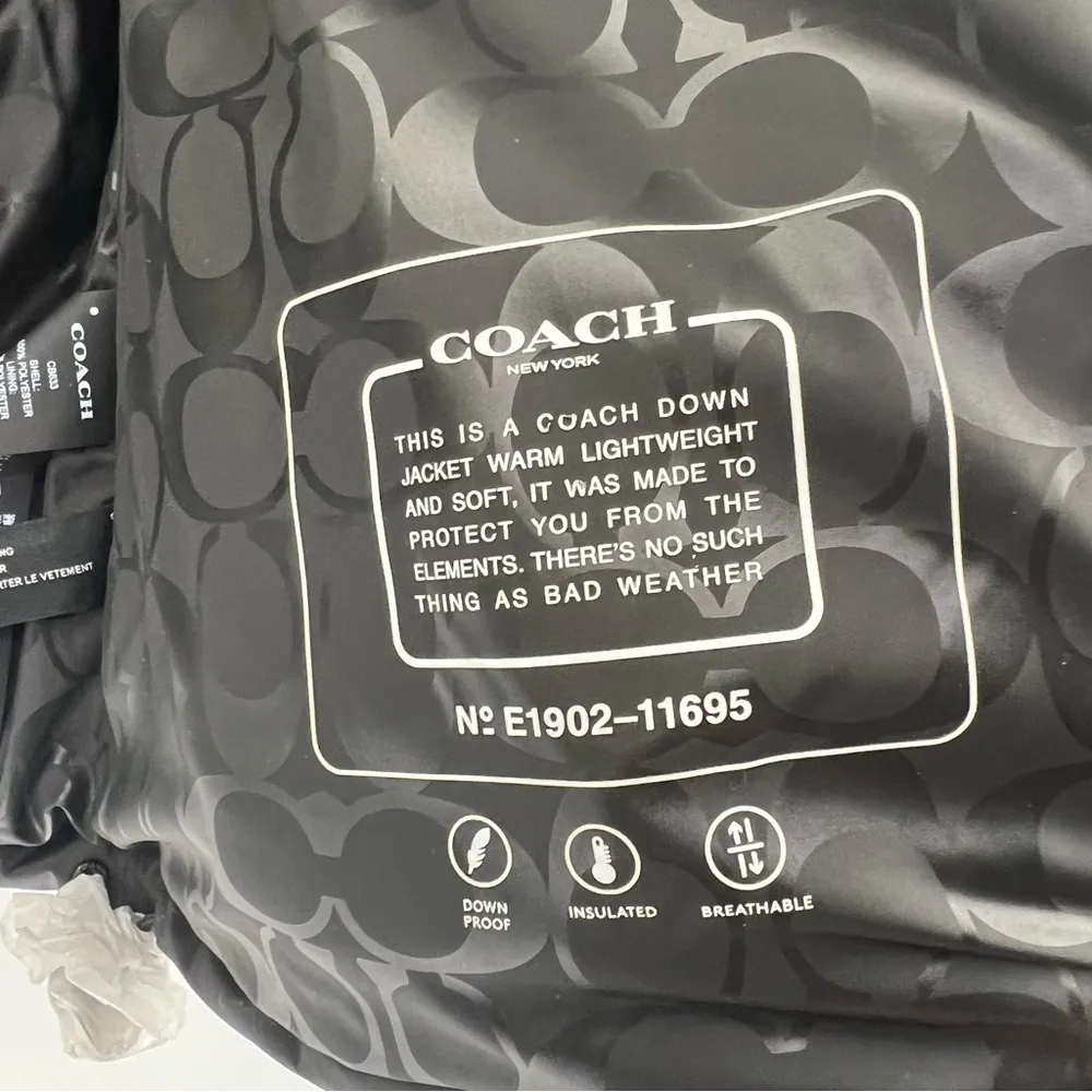 Coach short down puffer jacket black coat size XS NWT - Image 9