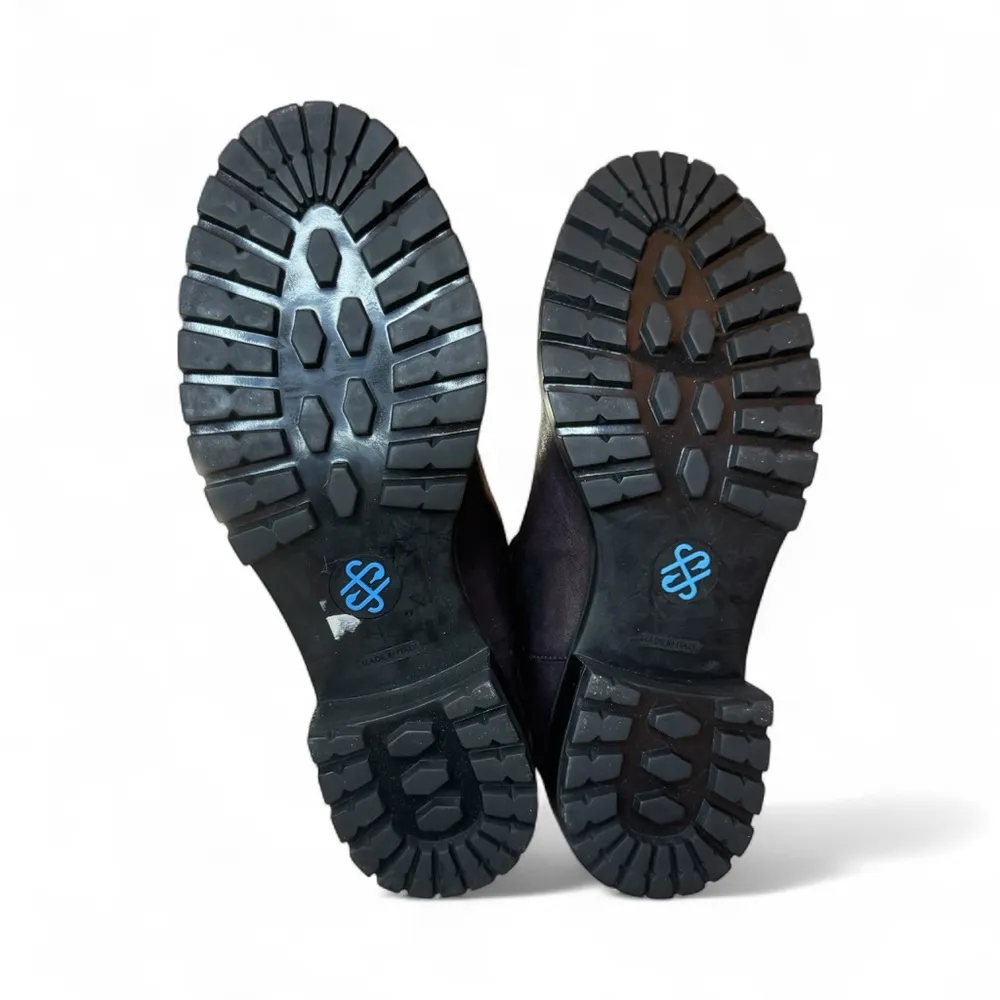 Ross & Snow Emilina Winter Boots Moto Biker Deep Plum Shearling Lug Sole Size 8 Black - Image 13