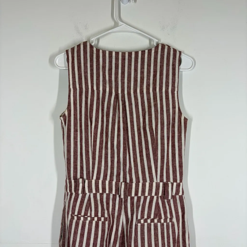 Boden Stripe Linen Cotton Blend Jumpsuit Size US 4 Red - Image 5