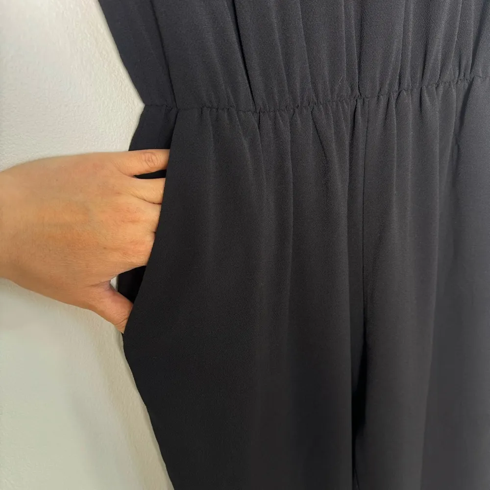 Zara Basic Shoulder Zip Zipper Jumpsuit Black Medium Tapered Leg Sleeveless - Image 7