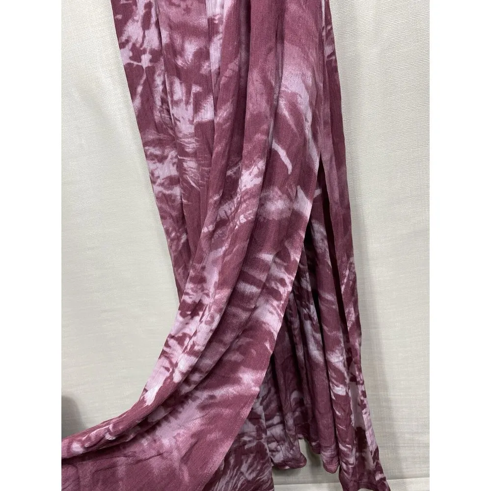 Lulus Live In Harmony Tie-Dye Maxi Dress Sz S Mauve Pink Leg‎ Slit Open Back - Image 7