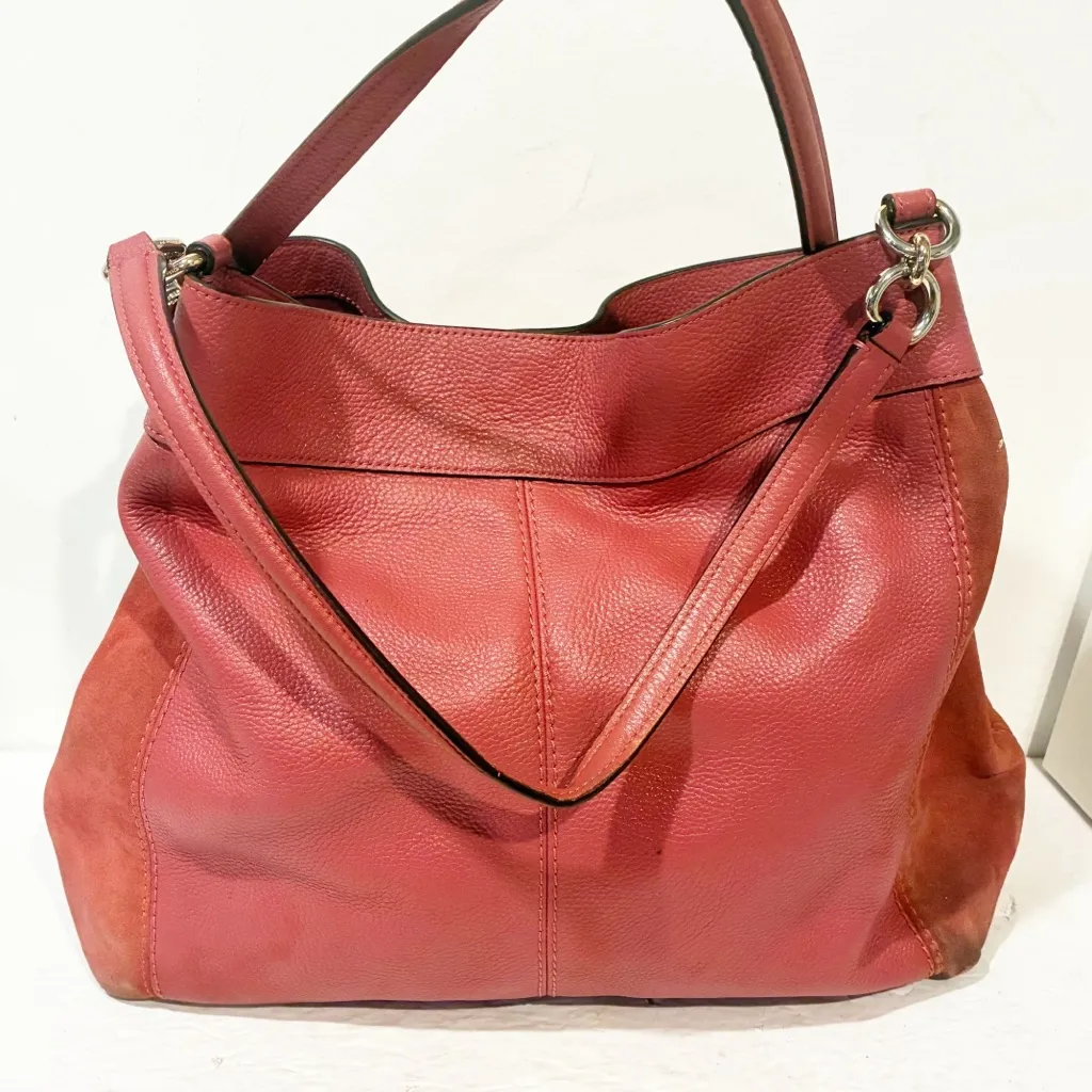 Coach Dalton 31 Leather/Suede Large Shoulder Satchel Bag Dust Pink - Image 4