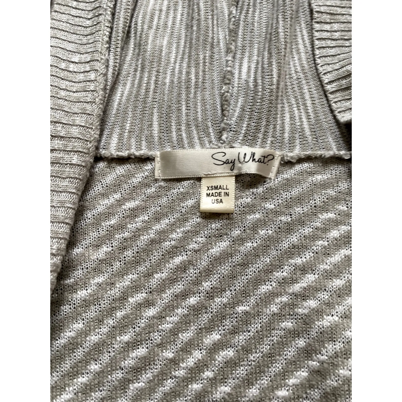 Cozy Knit Hooded Long Cardigan Gray XS Heathered Y2K‎ Retro Fairy Grunge Light - Image 5